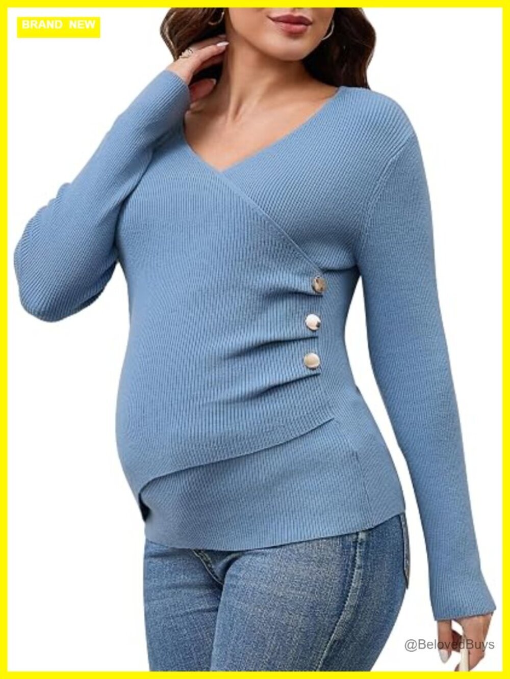 Long Sleeve Maternity Nursing Sweater Wrap Top Soft Stretchy Breastfeeding